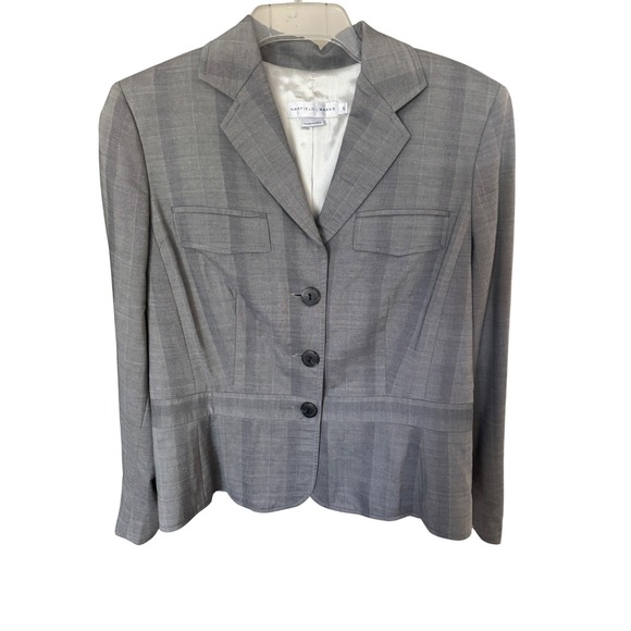 Women's Garfield & Marks Joanne Jacket Gray striped lined cropped size 6 - Picture 1 of 11